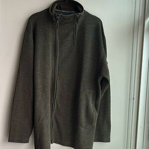 OP men’s olive green double zip long sleeve jacket large